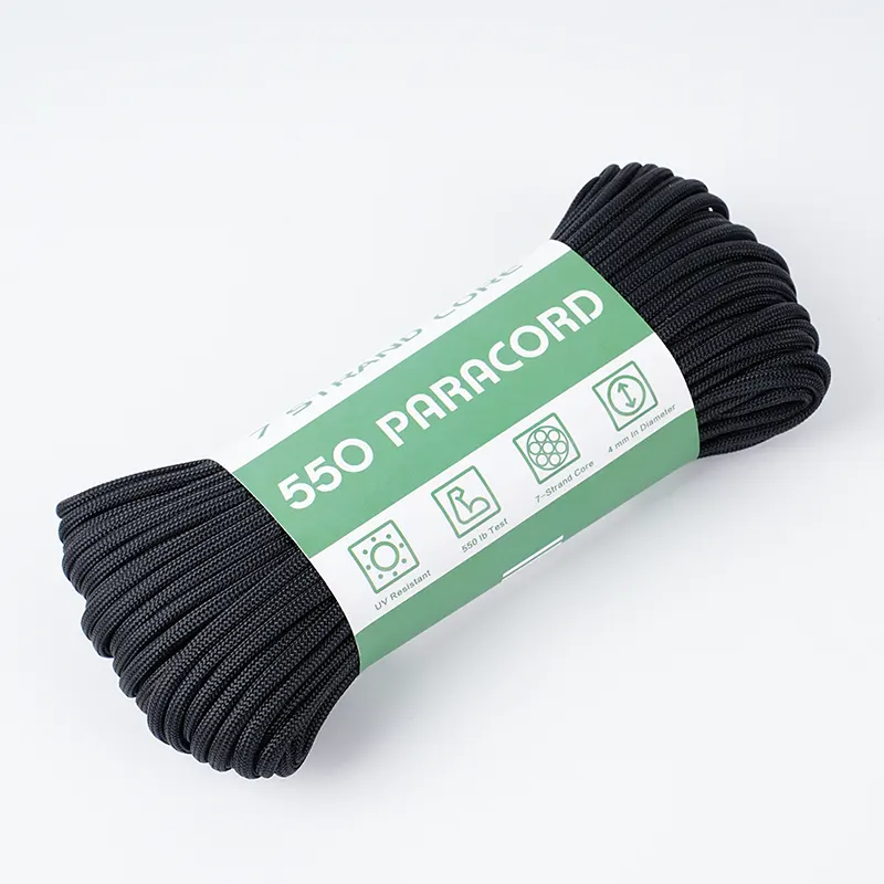 Paracord 7 sợi lõi 4mm màu đen rắn 550 Polyester
